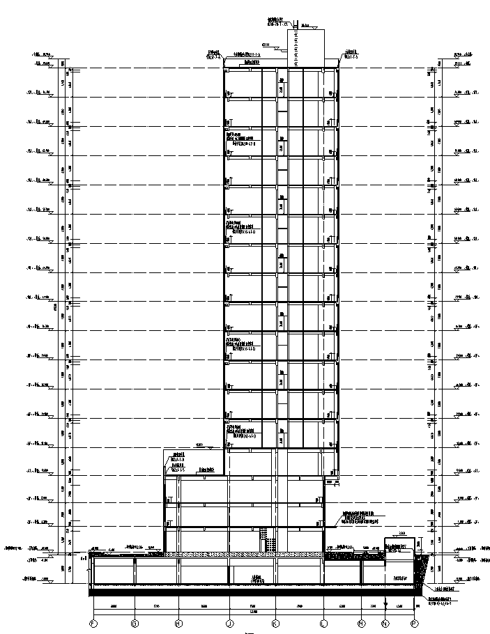 [宁夏]高层塔式住宅建筑施工图（含酒店、商业全专业图纸及人防）-高层塔式住宅建筑立面图