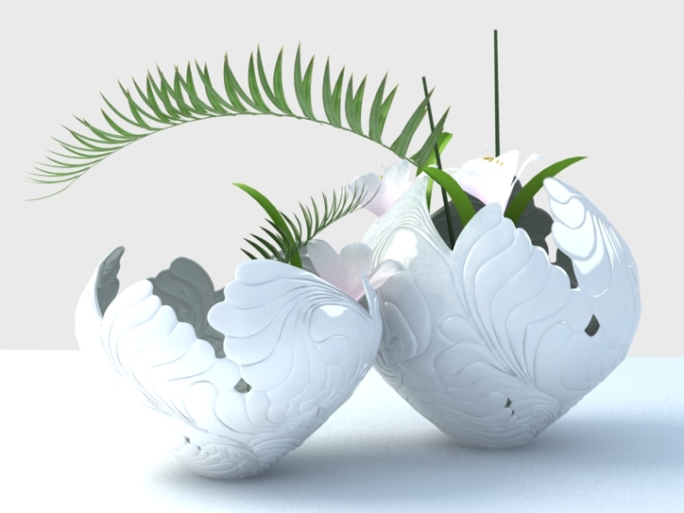 典雅中式陶瓷花瓶资料下载-时尚花瓶3D模型下载