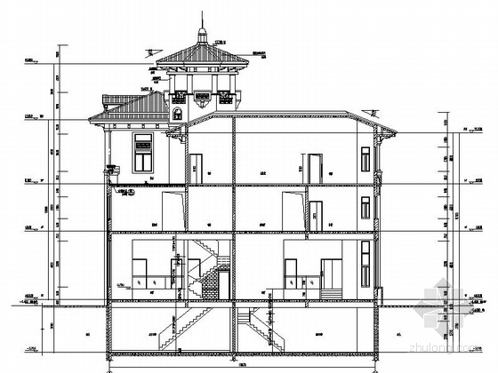 [合集]7套新农村自建房建筑施工图（含效果图）-7套新农村自建房建筑剖面图