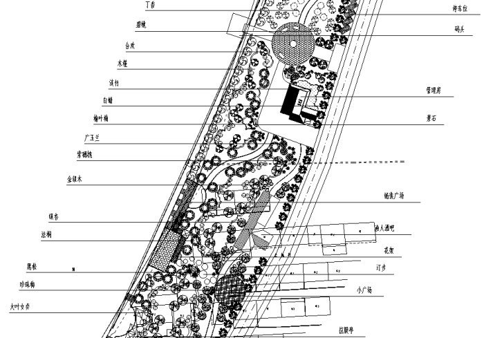 (赠cad植物平面图例)  目录:滨河景观绿带设计图纸,滨河绿化设计图
