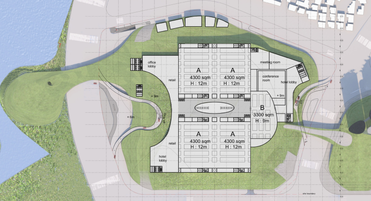 山水城市会展中心设计方案文本/MAD（PDF）-方案一二层平面图