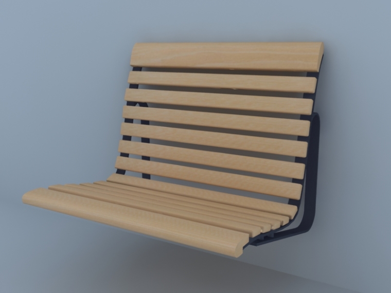 座椅3D模型下载资料下载-木制公共座椅3D模型下载