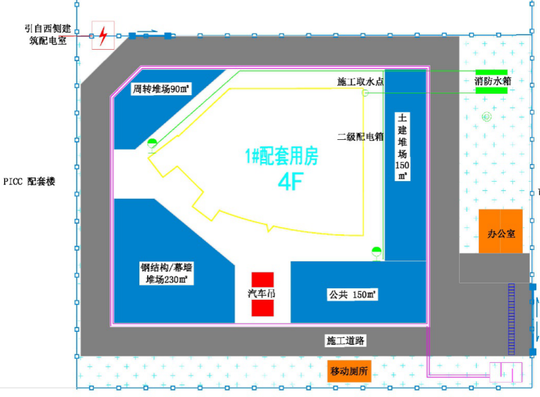 [北京]钢结构混凝土框架结构样板楼施工方案（151页）-09临时用水及排水平面图