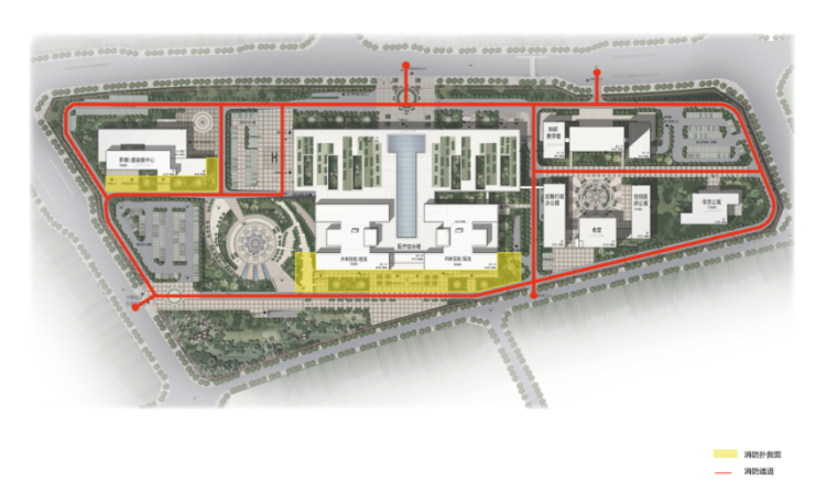 江南医院建筑设计方案文本+CAD-消防分析