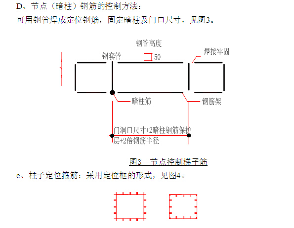 住宅楼工程质量创优方案（138页）-节点（暗柱）钢筋的控制方法