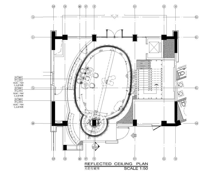 CCD-三亚索菲特酒店SPA区|酒店一层|CAD+PDF设计图纸-一层天花布置图