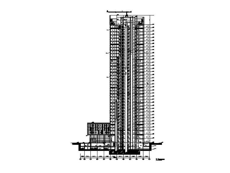 [合集]3套超高层核心筒结构办公楼建筑施工图-3套超高层核心筒结构办公楼建筑剖面图