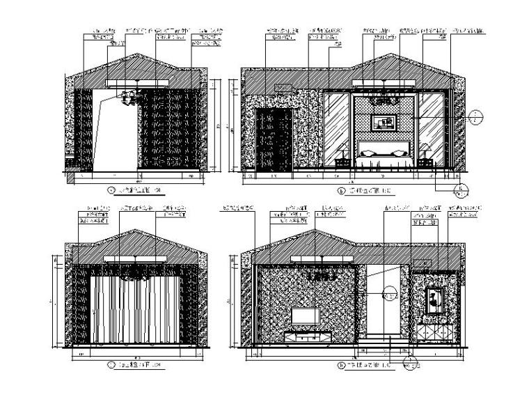 [浙江]欧式风格别墅样板房设计CAD施工图（含效果图）-【浙江】欧式风格别墅样板房设计CAD施工图（含效果图）立面图