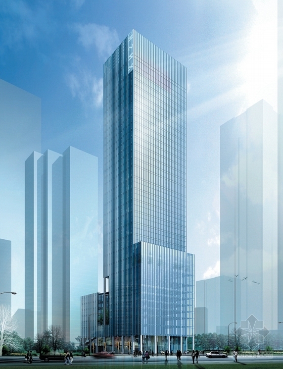 [深圳]现代风格超高层玻璃幕墙办公楼设计方案文本-现代风格超高层玻璃幕墙办公楼设计效果图