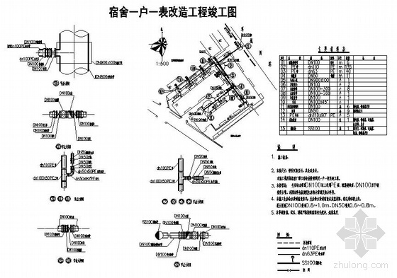 一户一表用水改造施工预算资料下载-某职工宿舍庭院一户一表改造工程竣工图