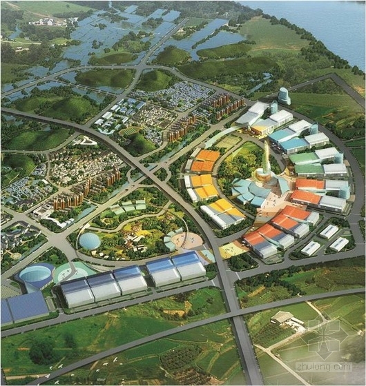 [广州]综合生态国际创新城景观规划设计方案-局部鸟瞰图 