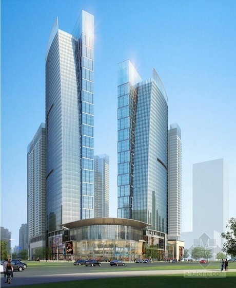 [广东]现代风格超高层商业综合体建筑设计方案文本-现代风格超高层商业综合体建筑效果图 