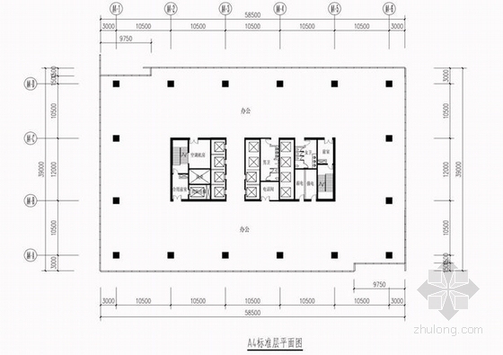 [成都]现代风格超高层甲级塔楼式办公楼建筑设计方案文本-现代风格超高层甲级塔楼式办公楼建筑平面图