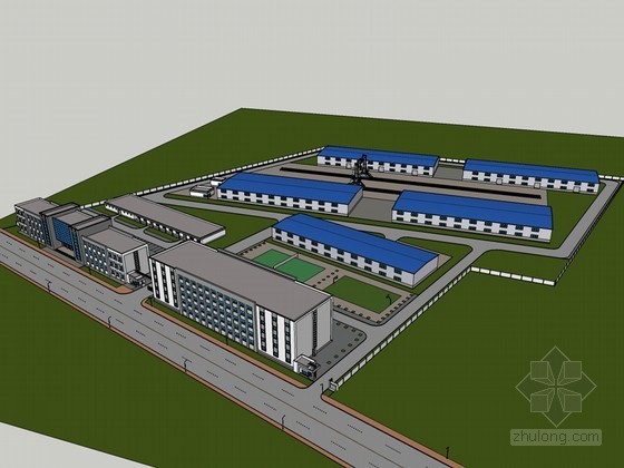 工厂办公区规划图资料下载-工厂办公建筑SketchUp模型下载
