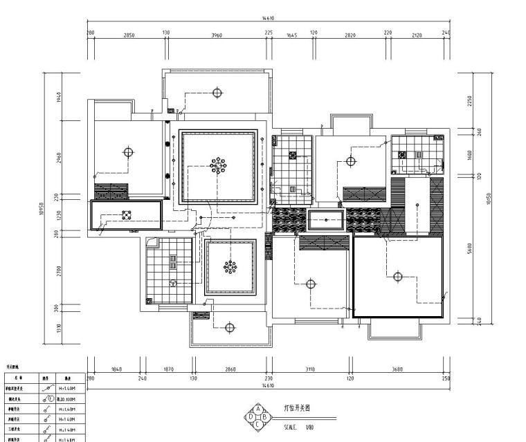 [上海]上海城4房附全套施工图设计+效果图-灯位开关图