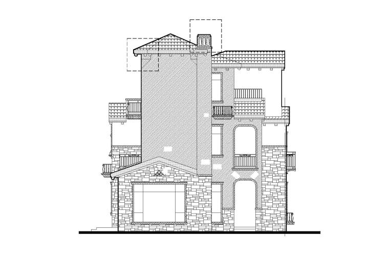 知名地产3层复式别墅建筑结构施工图2013-建筑侧立面图