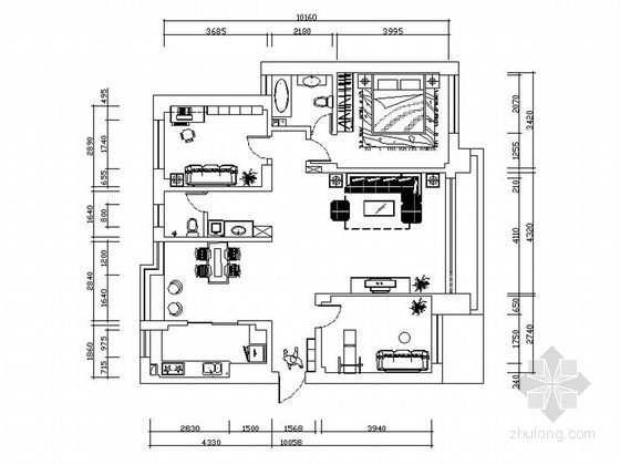 现代鞋柜模型资料下载-130平现代风格三居室室内装修施工图（含效果）