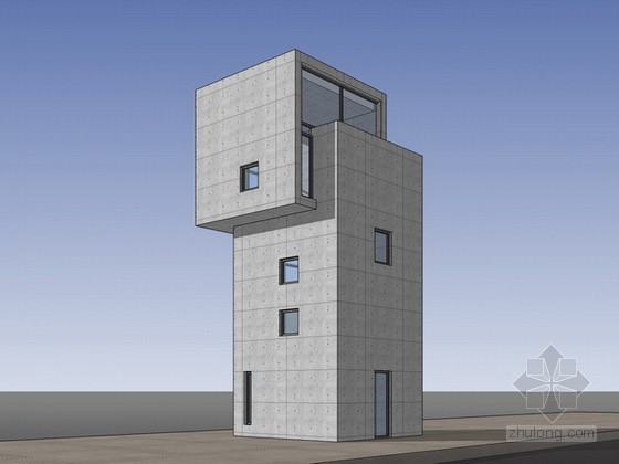 安藤忠雄芝加哥住宅资料下载-安藤忠雄4X4住宅sketchup模型