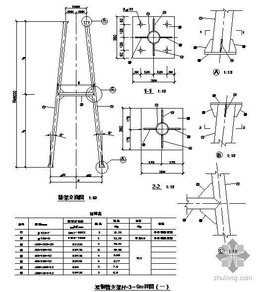 结构悬挑3米支架资料下载-某3~6米双钢管支架节点构造详图