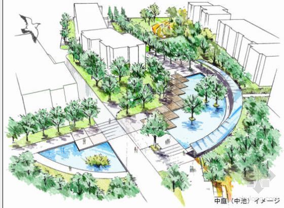 新中式居住区景观规划设计资料下载-北京居住区景观规划设计手绘