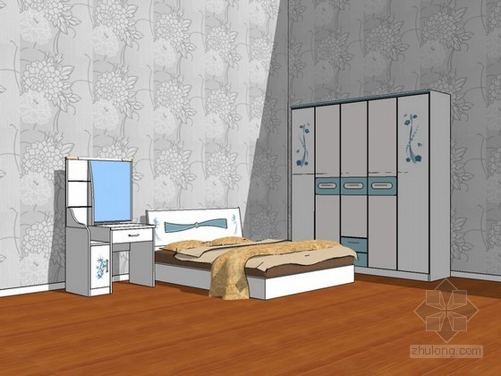 学校门卫室家具cad资料下载-卧室家具sketchup模型下载