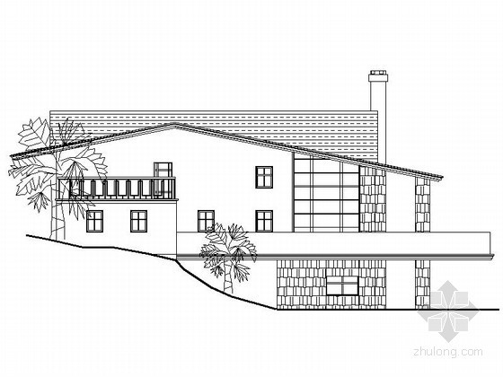 16米别墅方案资料下载-某二层山地别墅建筑方案图（289平方米、南入口）