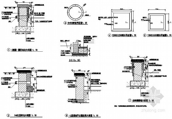 树池及盖板详图资料下载-树池和花池施工详图