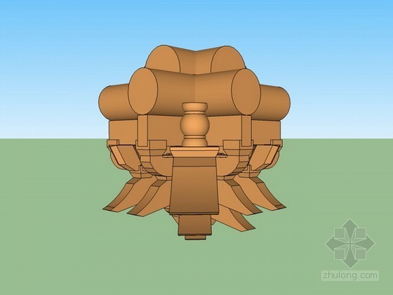 七踩斗拱模型资料下载-角科五彩斗拱sketchup模型下载