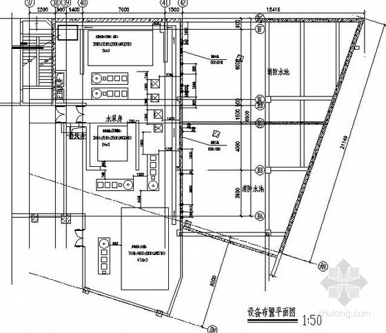 [广州]某18层商业楼全套给排水竣工图纸-设备布置平面图 