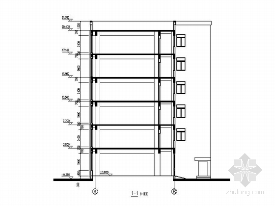 六层办公楼建筑剖面图
