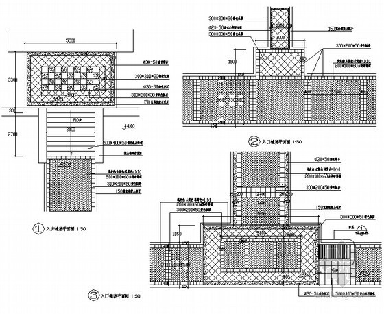cad景观节点平面图资料下载-入口铺装平面图