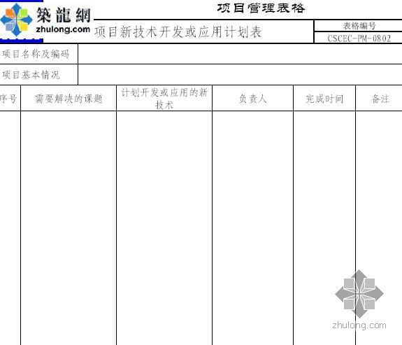 开发计划网络图资料下载-项目新技术开发或应用计划表