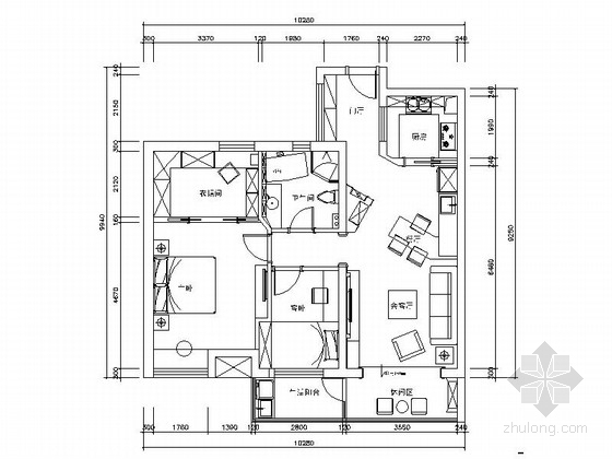家具平立面cad资料下载-[常熟]98平时尚现代风格两居室CAD装修施工图（含高清实景图）