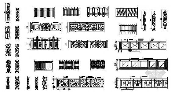 铁艺cad图块资料下载-铁艺栏杆图块02