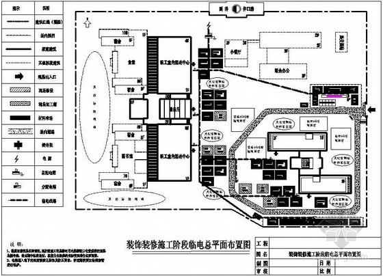 活动中心结构、装修、临水临电施工现场平面布置图-装饰装修施工现场平面布置图 