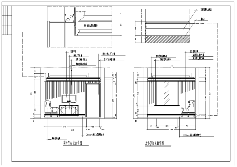 二层别墅户型图纸资料下载-某欧式二层高级别墅室内设计装修详细施工图（37张）
