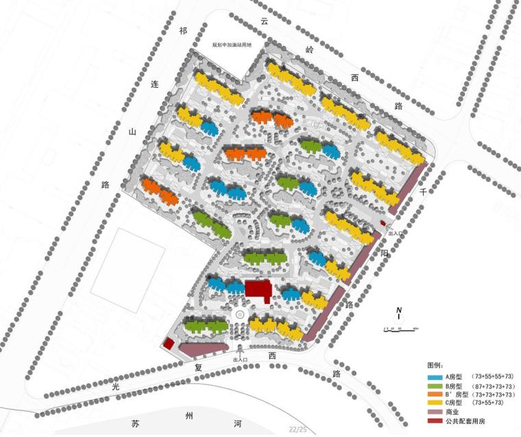 [上海]普陀区上粮欧陆风格居住区建筑方案文本设计-产品分布图