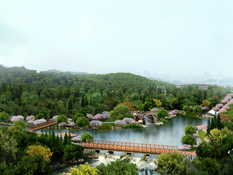 室内设计常用PSD彩色资料下载-生态滨湖公园景观鸟瞰图PSD分层素材