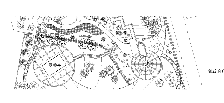 乡镇公园小游园景观设计CAD施工图图纸（含植物配置说明）-乡镇公园景观设计CAD施工图图纸 1-3 局部放大
