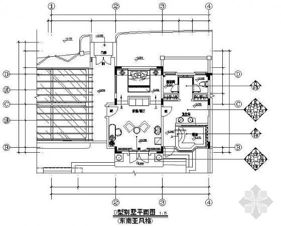 东南亚风格规划CAD资料下载-别墅装修图(东南亚风格)