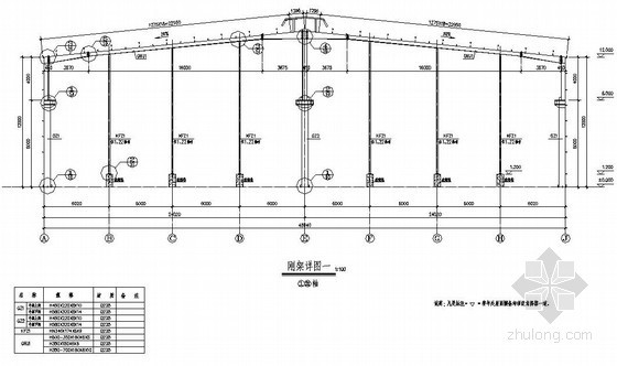 钢架结构景墙剖面资料下载-某钢架结构详图