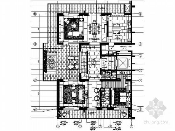 6层洋房平面资料下载-[西安]旅游度假区花园式洋房四种风格两层别墅室内装修施工图（含方案）