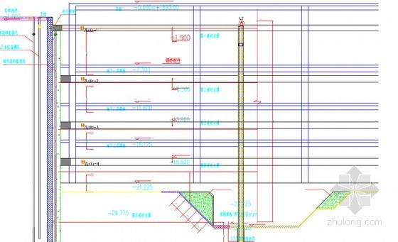 [江苏]大型深基坑监测施工方案-监测点剖面示意图 