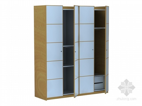 3d现代衣柜资料下载-现代四门衣柜3D模型下载