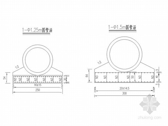 圆管涵的设计图怎么看?资料下载-软基路段钢筋砼圆管涵基础形式详图