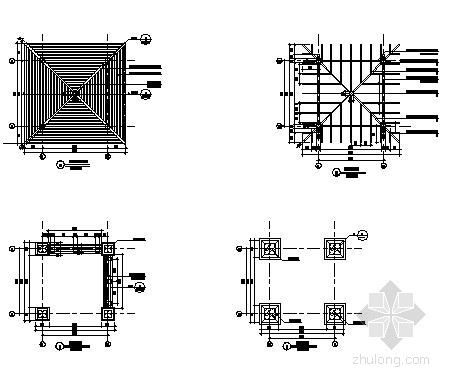 带座凳现代四角亭施工详图- 