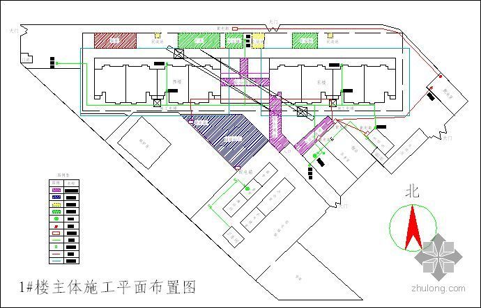 康复楼施工现场平面布置图资料下载-晋中某小区住宅楼主体结构施工平面布置图