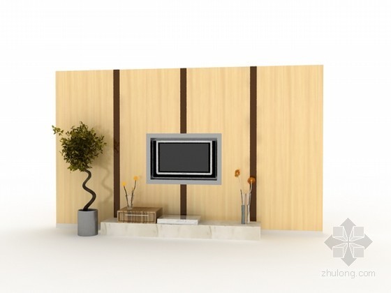 室内电视墙装饰图资料下载-电视墙3d模型下载