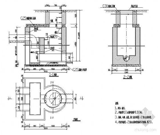 给水交汇井大样图资料下载-某消能井大样图