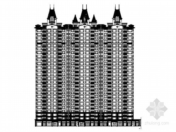 合院户型dwg资料下载-某二十六层欧式底商住宅楼建筑施工图